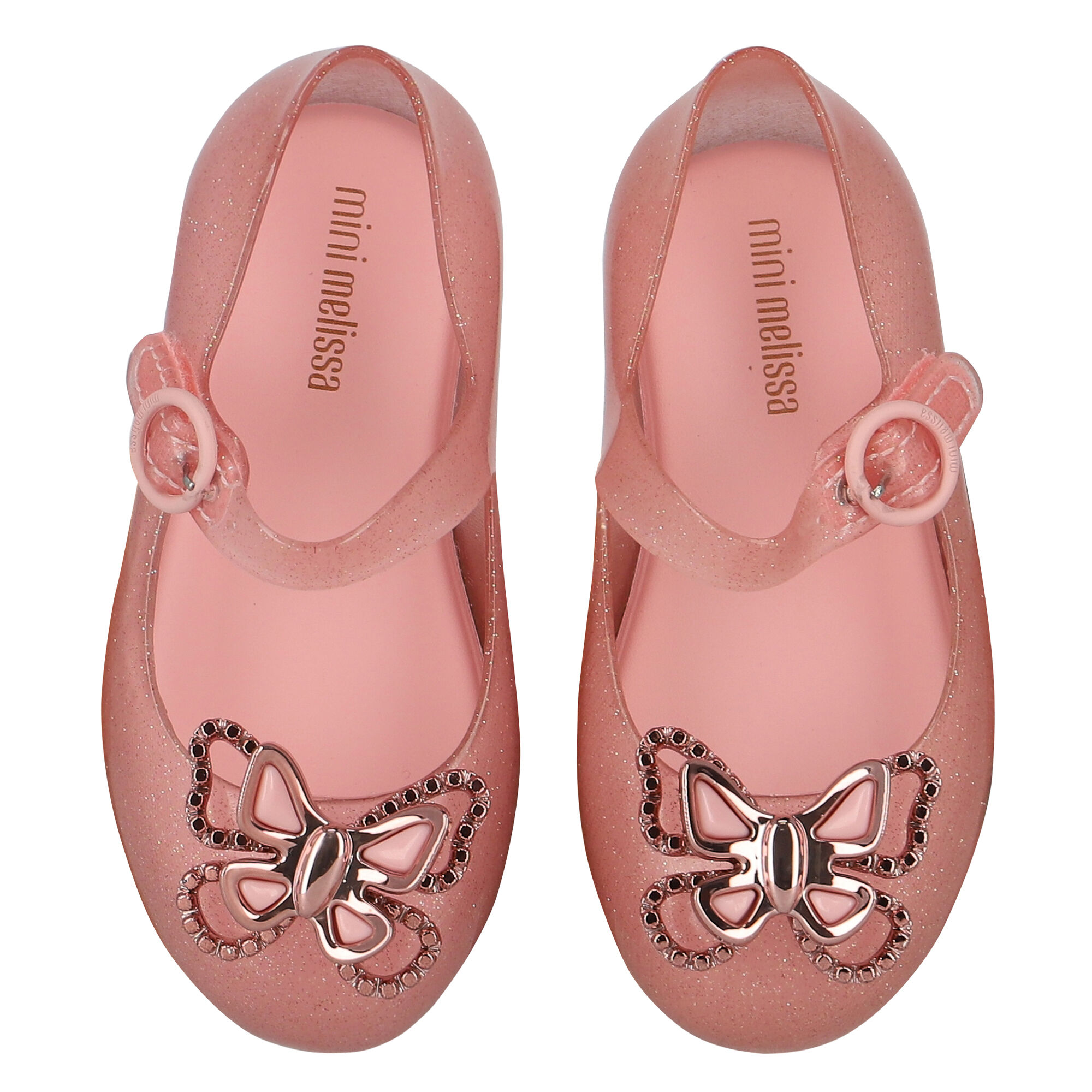 Mini Melissa Younger Girls Pink Butterfly Jelly Shoes Junior